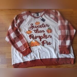 NWT Womens Plus Sweatshirt ,fall Pattern, SWEETER THAN PUMPKIN PIE, sz 3X